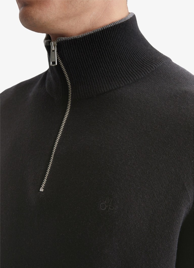 Marc O'Polo Fine-knit pullover in virgin wool blend with half zip