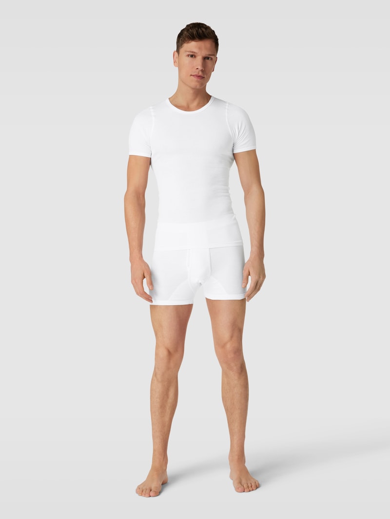 T-Shirt in Ripp-Optik in weiß