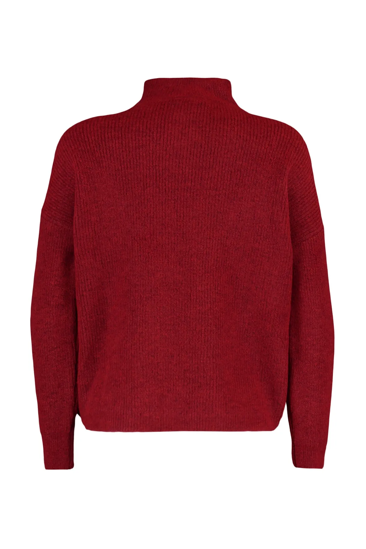Trendyol Collection  Roter Strickpullover mit weicher Struktur und Reißverschluss TWOAW20XS0009
