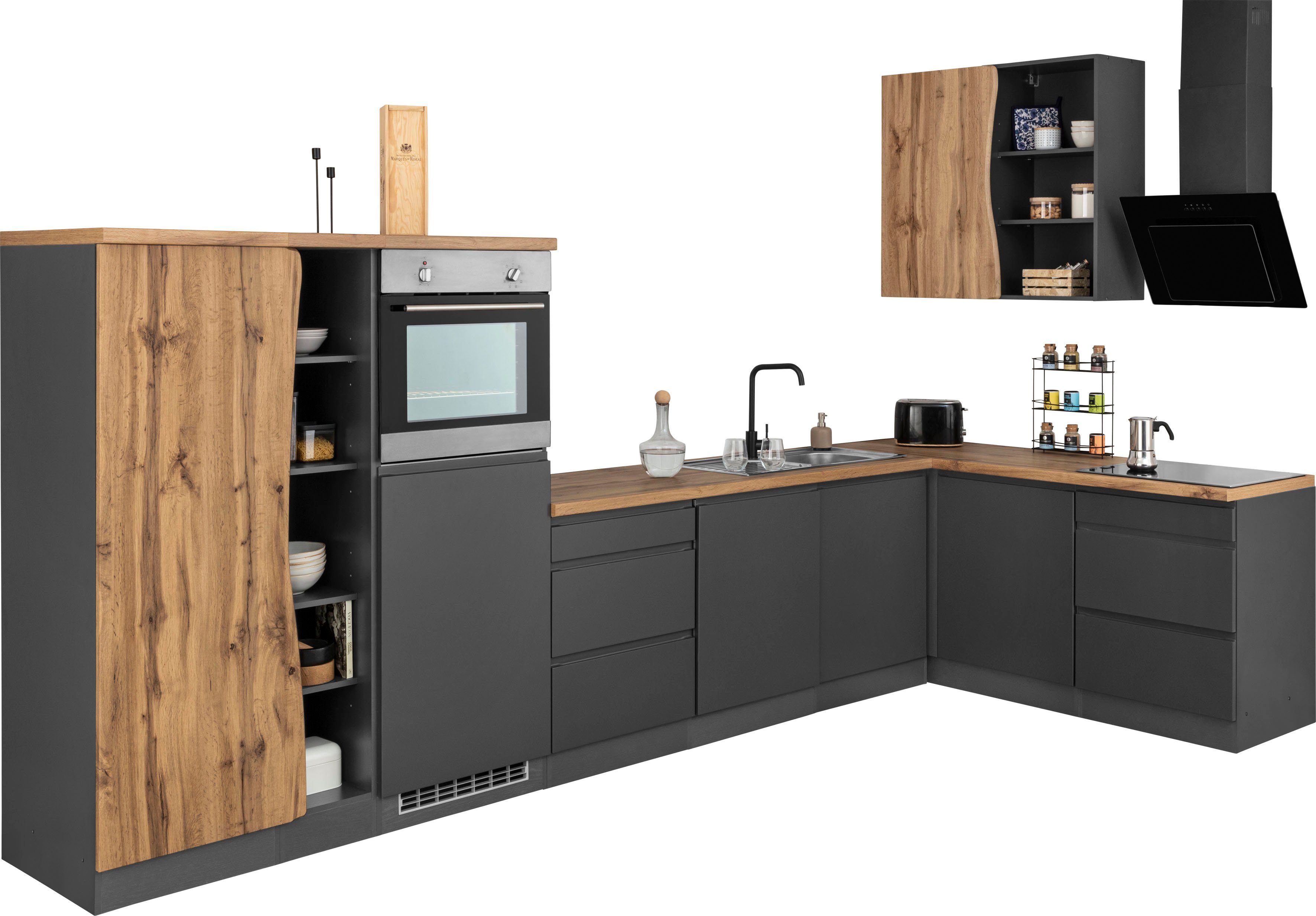 HELD MÖBEL Küche Bruneck, Stellbreite 380/180 cm breit, ohne E-Geräten, MDF Fronten
