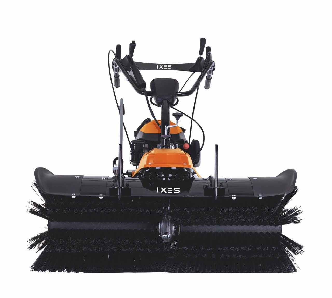 Scheppach Handkehrmaschine Benzin Kehrmaschine Kehrbreite 100cm +Sammelbehälter & Schneeschild, 100 cm Arbeitsbreite