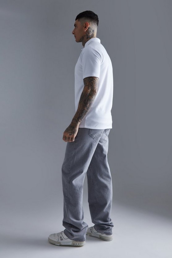 Tall Slim-Fit Raglan Poloshirt mit langen Ärmeln