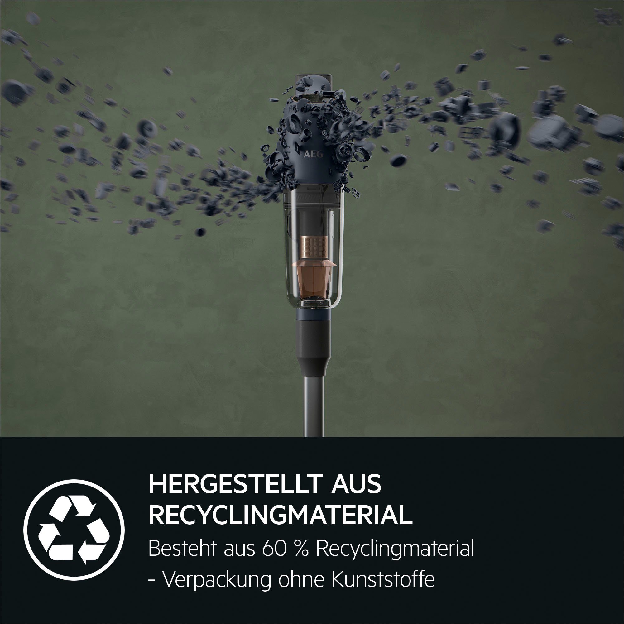 AEG Akku-Hand-und Stielstaubsauger ULTIMATE 7000 (AP71A142XN), beutellos, extrem leicht 2,2 kg, 60 % Recyclingmaterial, bis zu 50 Min. Laufzeit