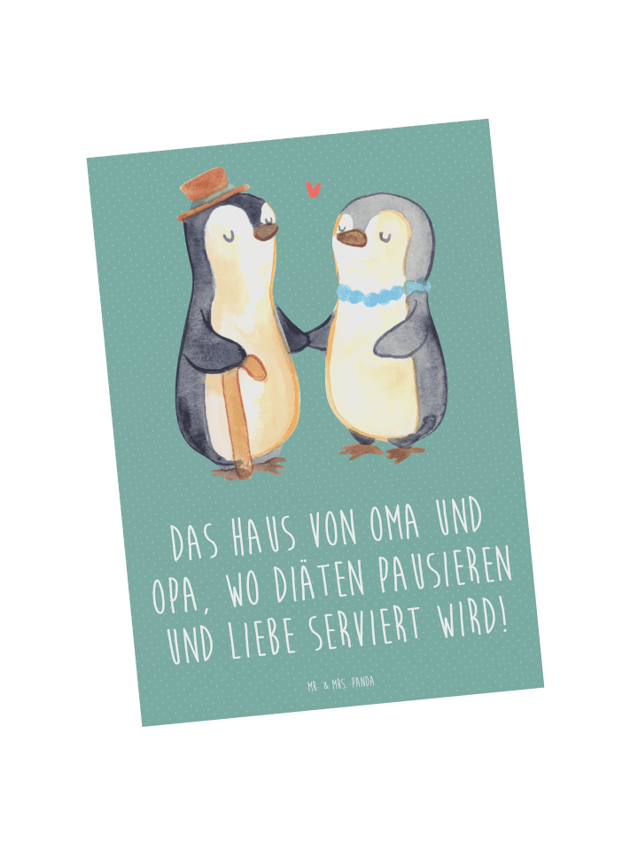 Mr. & Mrs. Panda Postkarte Großelternliebe mit Spruch in Meeresbrise günstig kaufen onesize