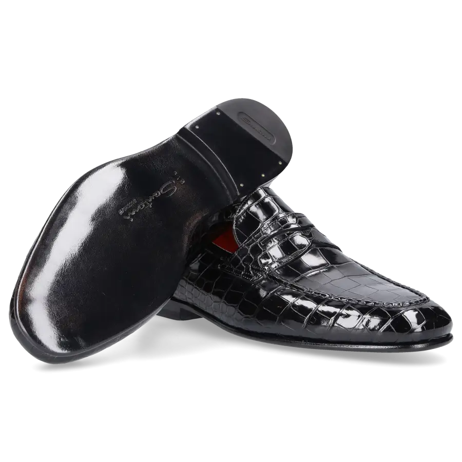 Santoni - Loafer 15609 Krokodilleder - schwarz