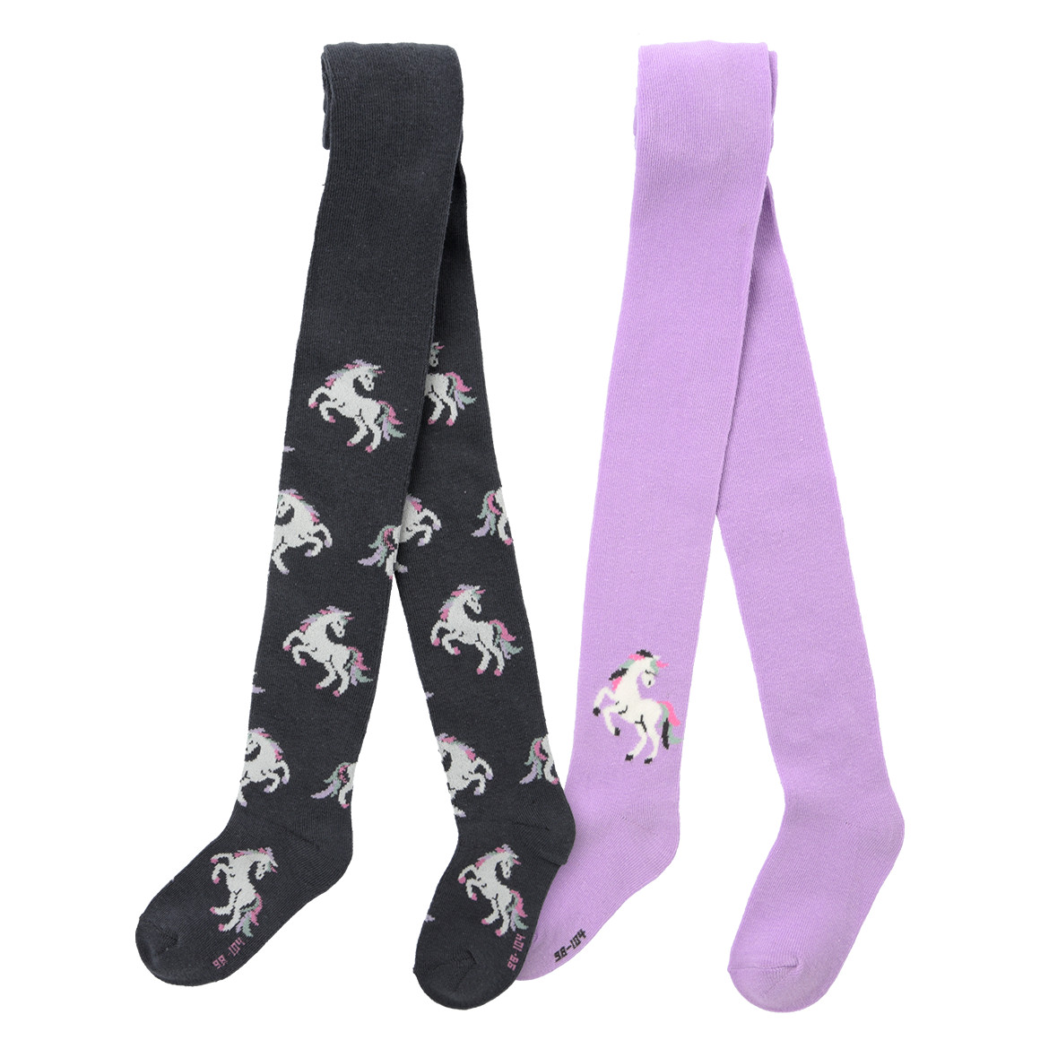 2 Mädchen Strumpfhosen mit Einhorn-Motiven