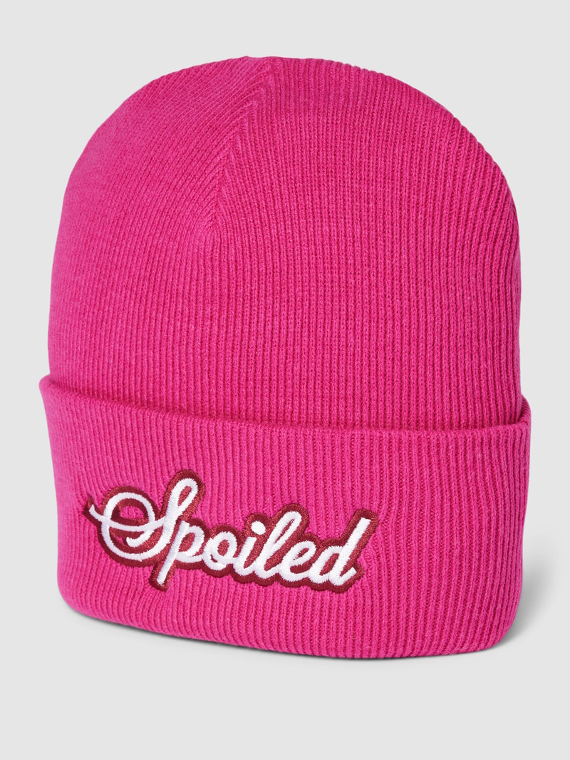 Beanie mit Strasssteinbesatz in fuchsia