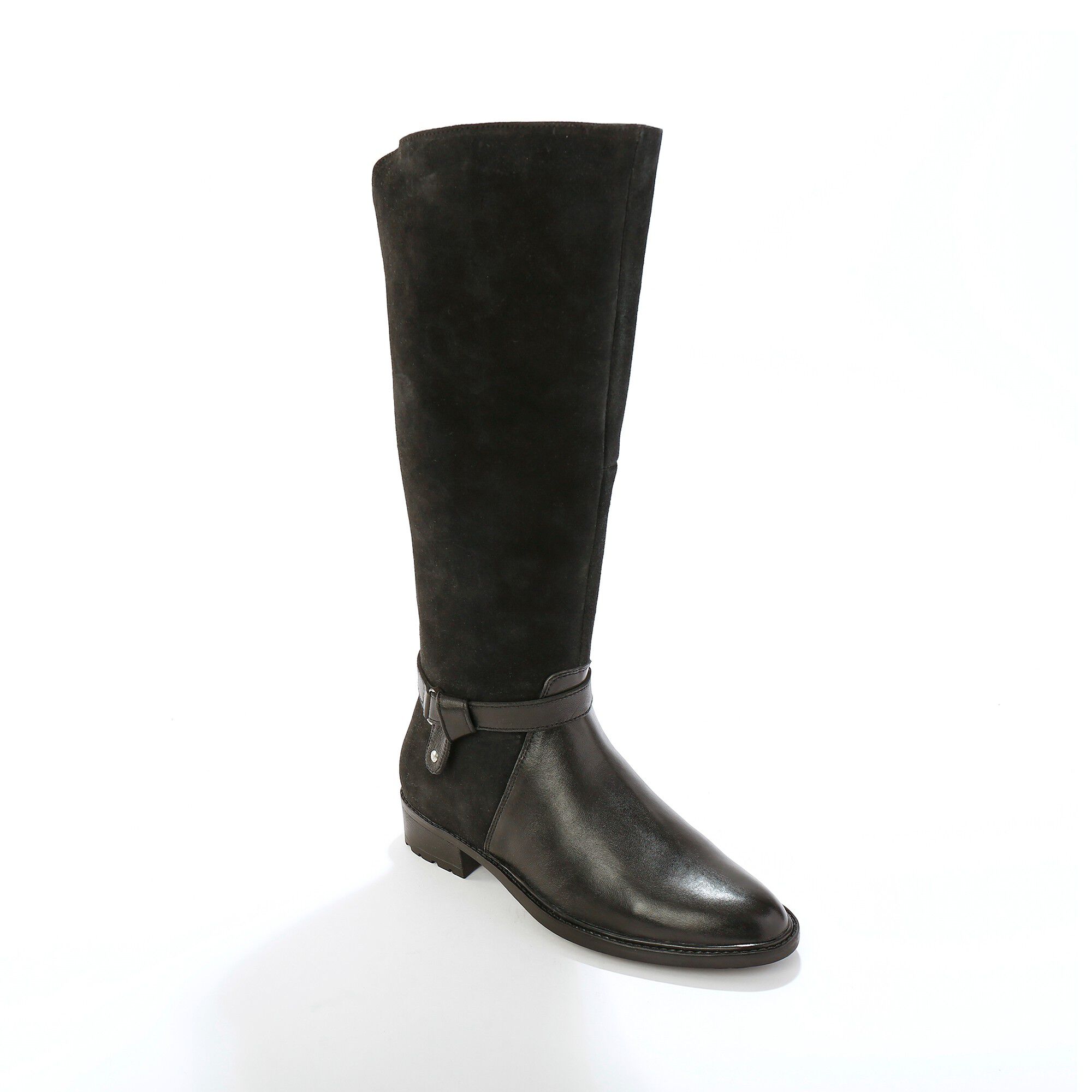 Bottes en cuir bimatière à mollets élastiqués