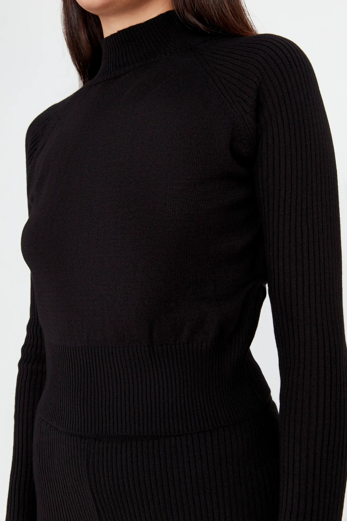 Trendyol Collection  Schwarzes Crop Wick Strickoberteil und -unterteil-Set TWOAW23AU00238