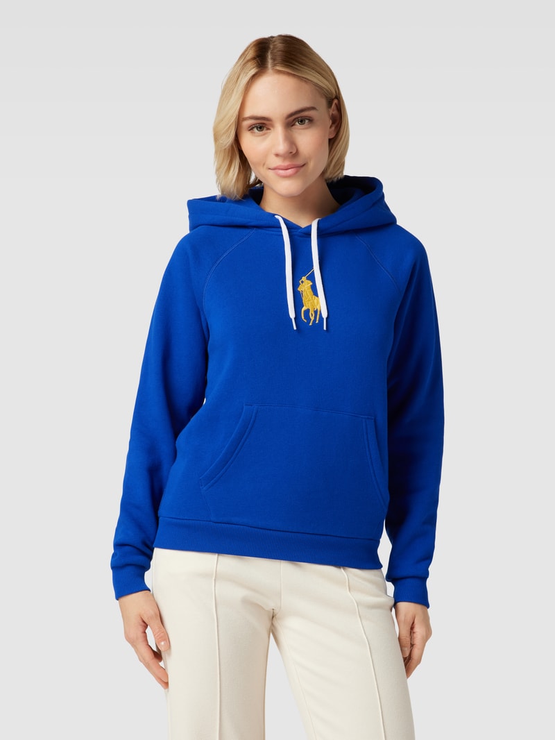 Hoodie mit Label-Stitching in blau