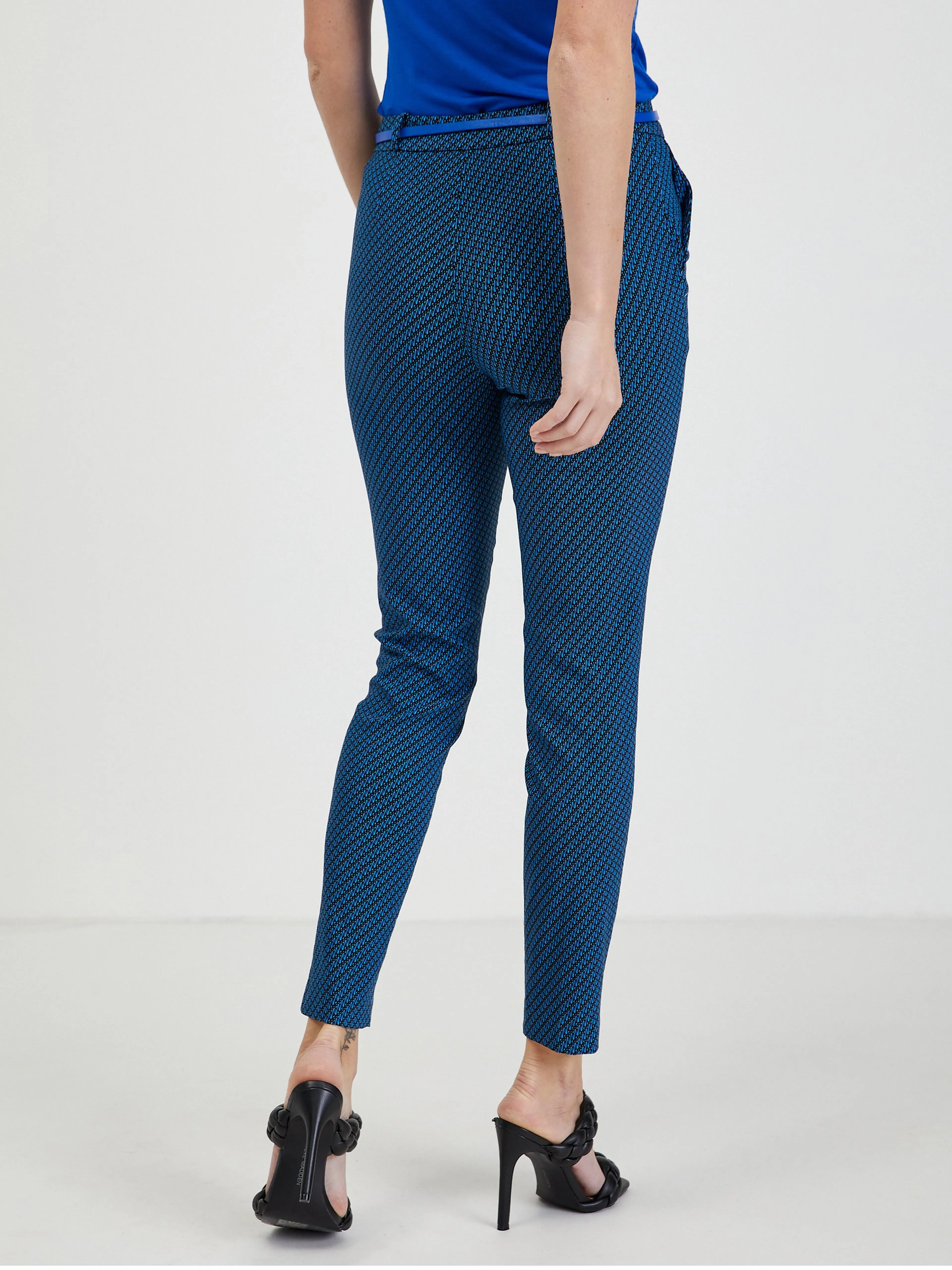 Schwarz-blau gemusterte Damenhose ORSAY