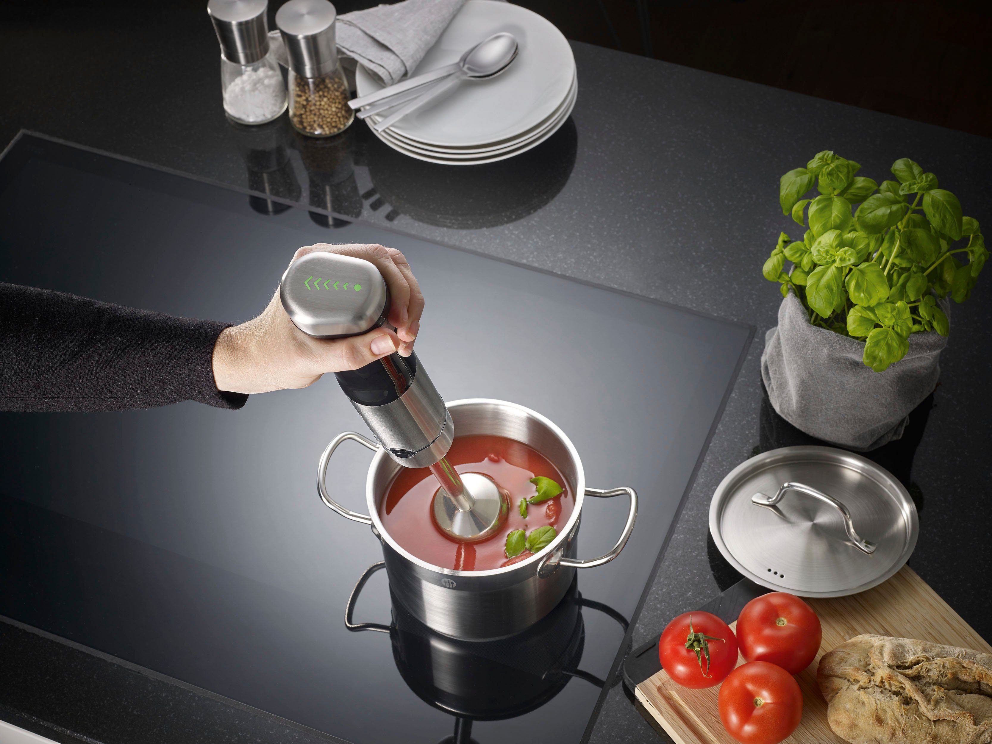 Graef Akku-Stabmixer HB 802, kabellos, 200 W, inkl. 4-teiligem Zubehör und Aufbewahrungsbox