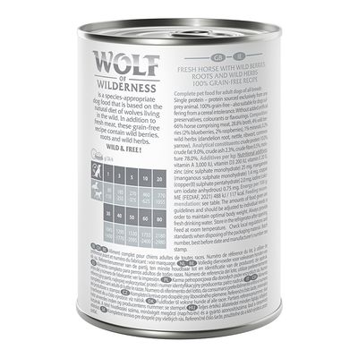 Wolf of Wilderness Adult 6 x 400 g - Single Protein