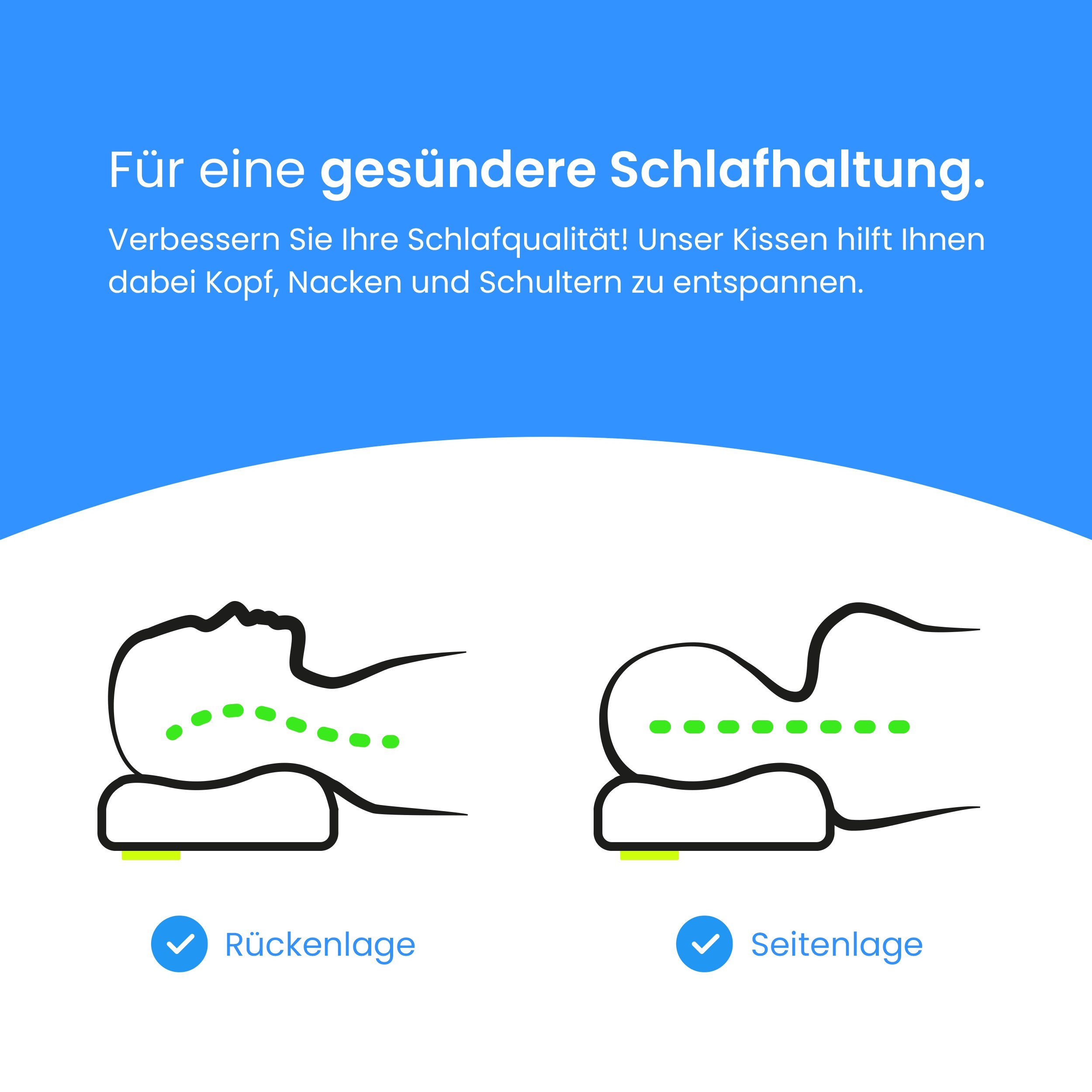 Nackenstützkissen Orthopädisches Nackenstützkissen - Memory Foam - höhenverstellbar, Gentle North, 1-tlg., allergikerfreundlich - anti-Schnarch - ergonomisches Kissen - waschbar