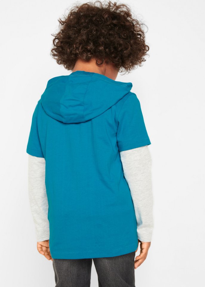 Jungen Layershirt mit Kapuze aus Bio-Baumwolle