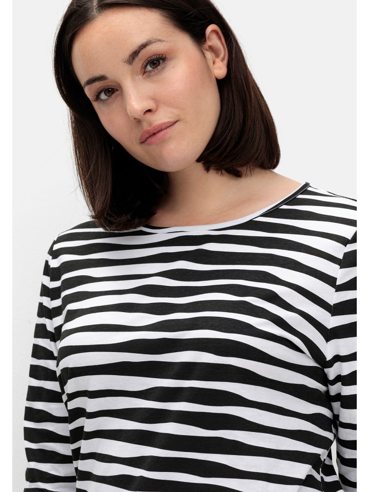 sheego Shirt in schwarz gestreift günstig kaufen