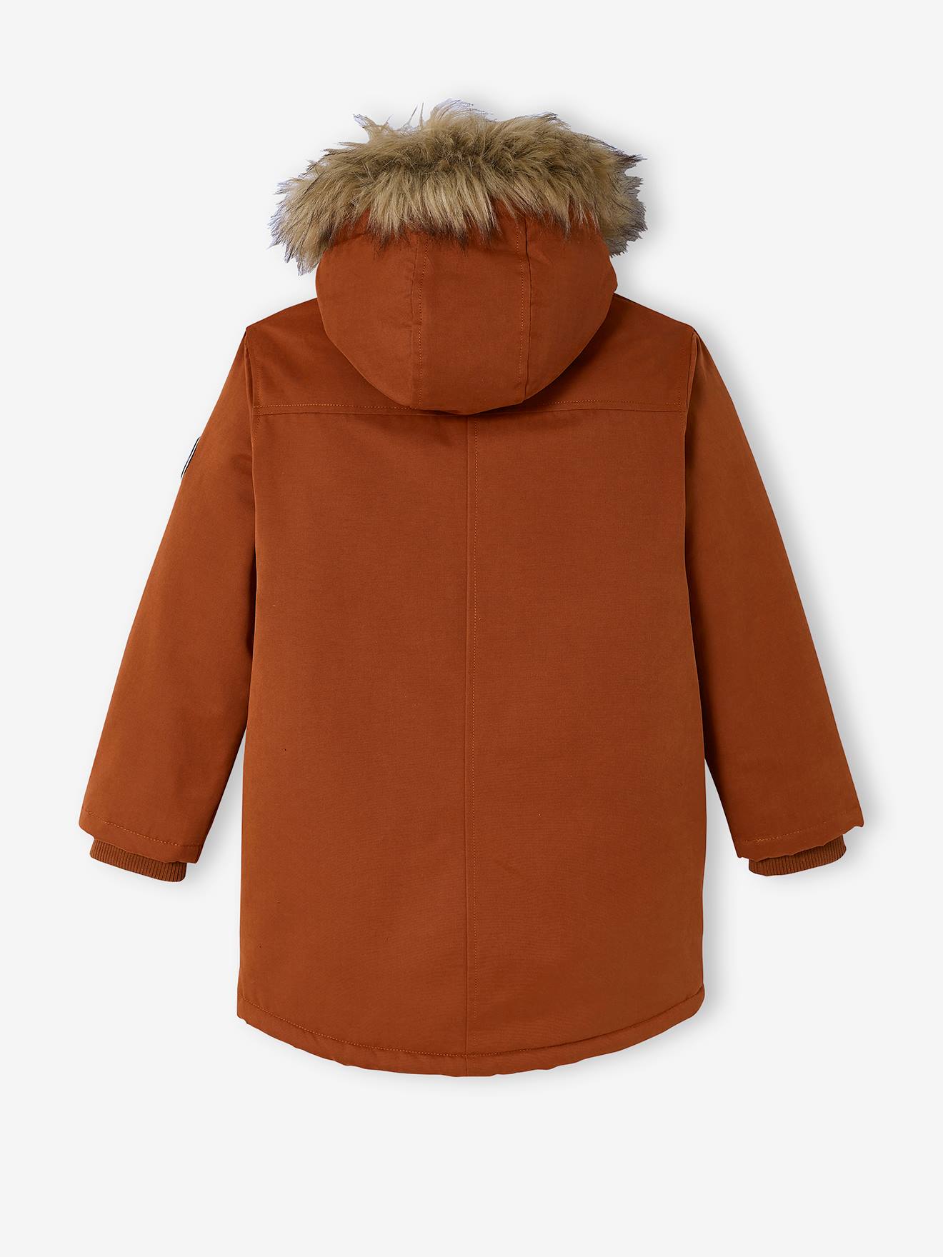 Parka à capuche doublée sherpa garçon noisette