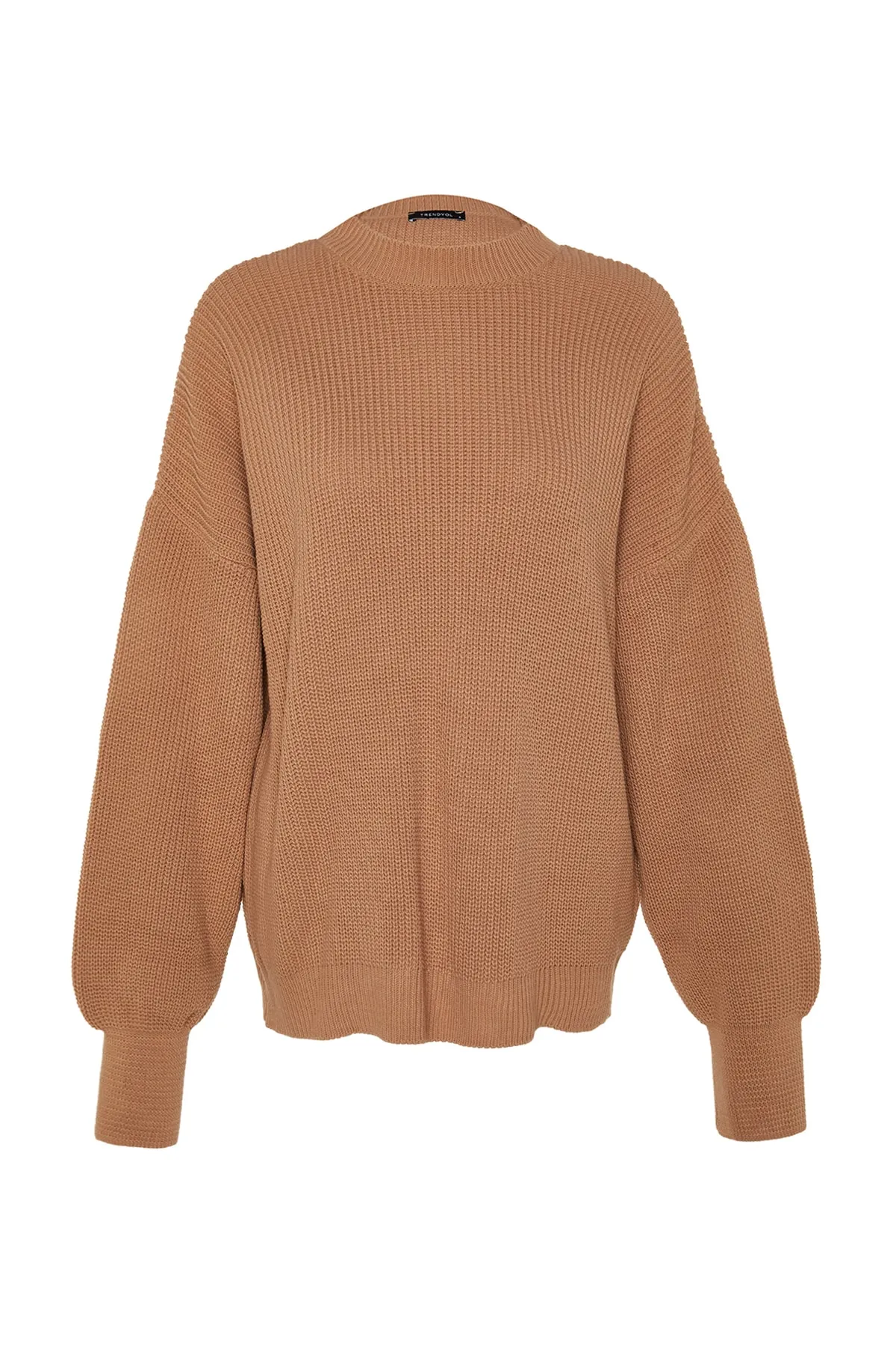 Trendyol Collection  Nerzfarbener Strickpullover mit Rundhalsausschnitt und weiter Passform TWOAW23KZ01448