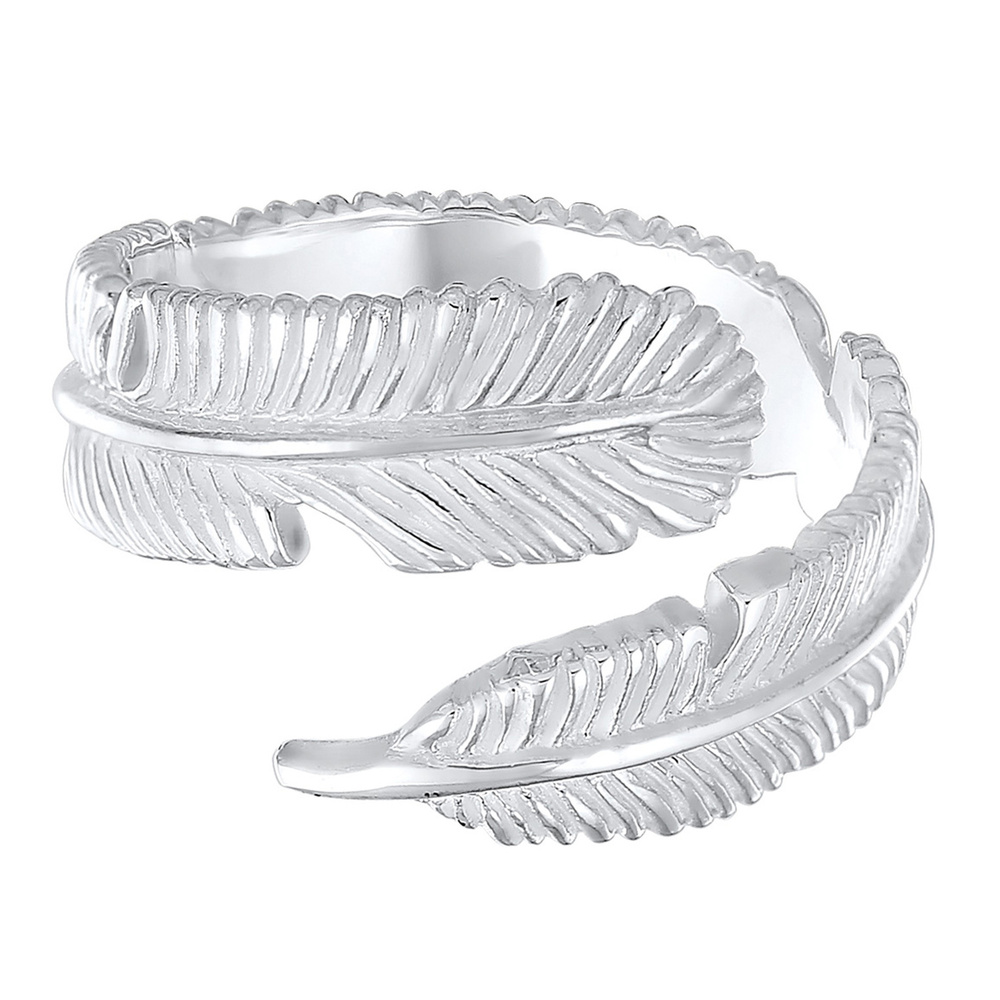 Elli Elli Bague Femmes Enroulement Plume Tendance Boho en Argent Sterling 925 Bague