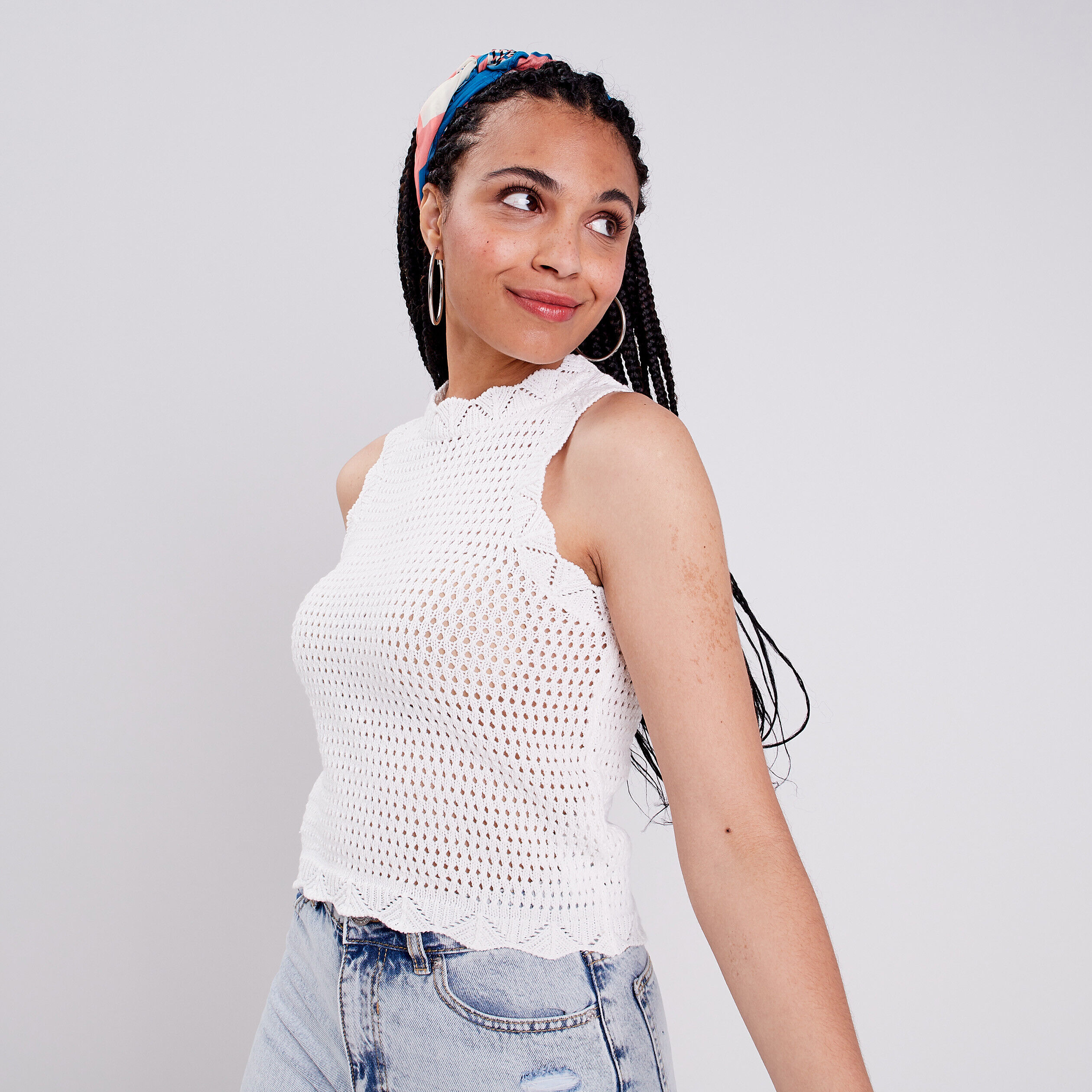 Débardeur aspect crochet ecru femme | Cache Cache