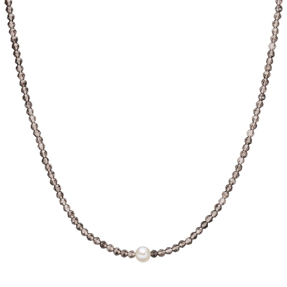 Valero Pearls Chaîne Argent sterling Quartz fumé Perle de culture d'eau douce en Argent collier