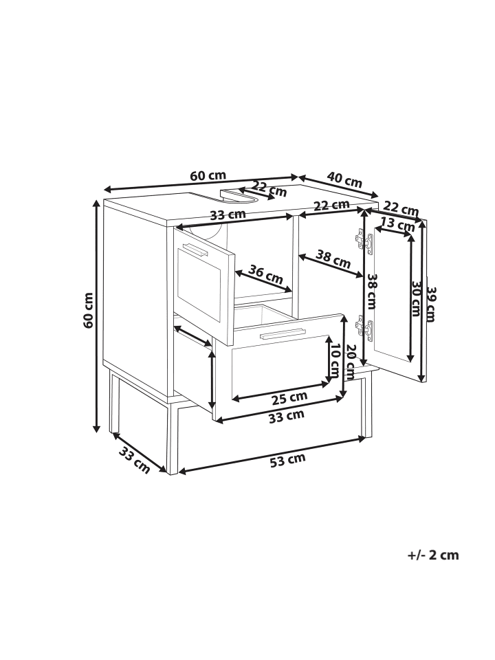 Beliani Badezimmerschrank ROSELL in Heller Holzfarbton - (W) 60 x (H) 60 x (L) 40 cm günstig kaufen onesize