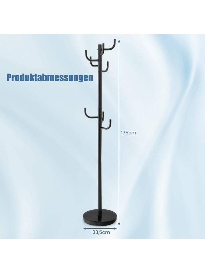 COSTWAY Garderobenständer mit 8 Haken 175cm in Schwarz günstig kaufen onesize