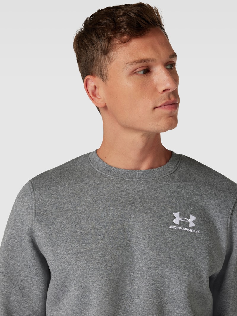 Sweatshirt mit Label-Print Modell 'Essential' in mittelgrau