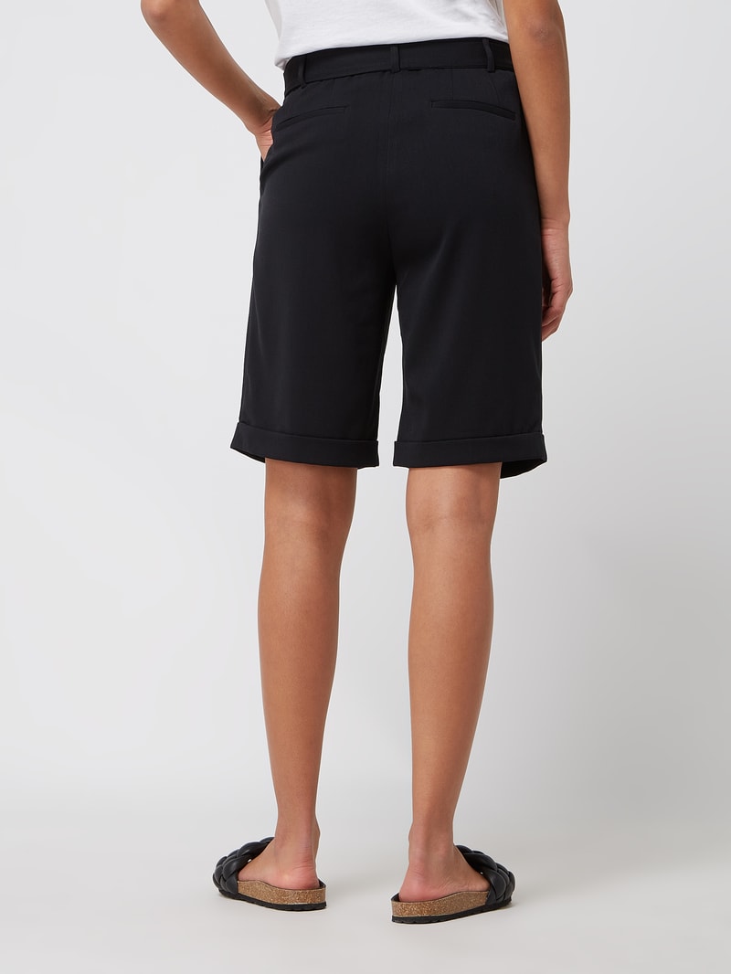 Bermudas mit Paperbag-Bund in schwarz