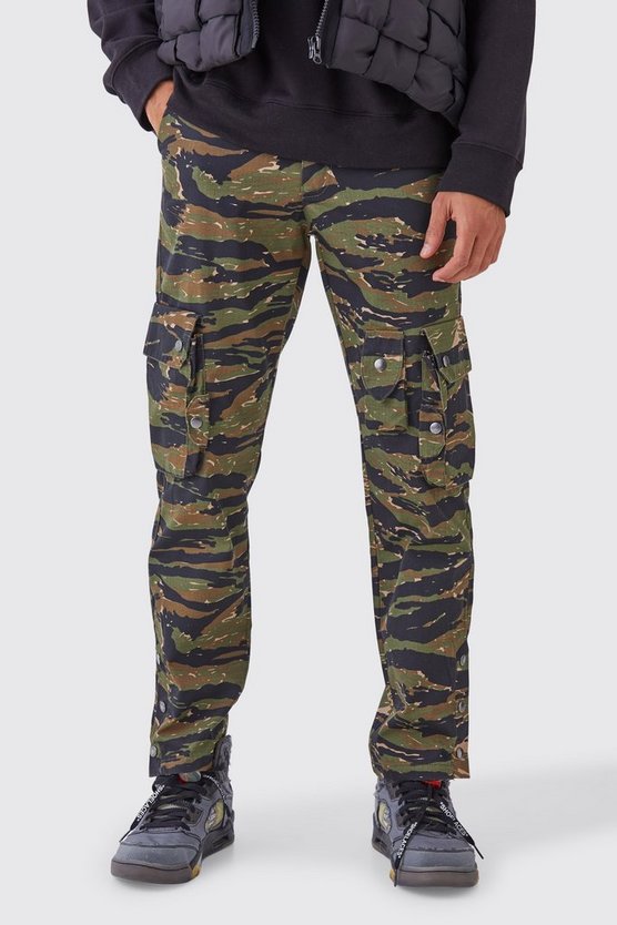 3D Camouflage Ripstop Cargo-Hose mit Druckknöpfen