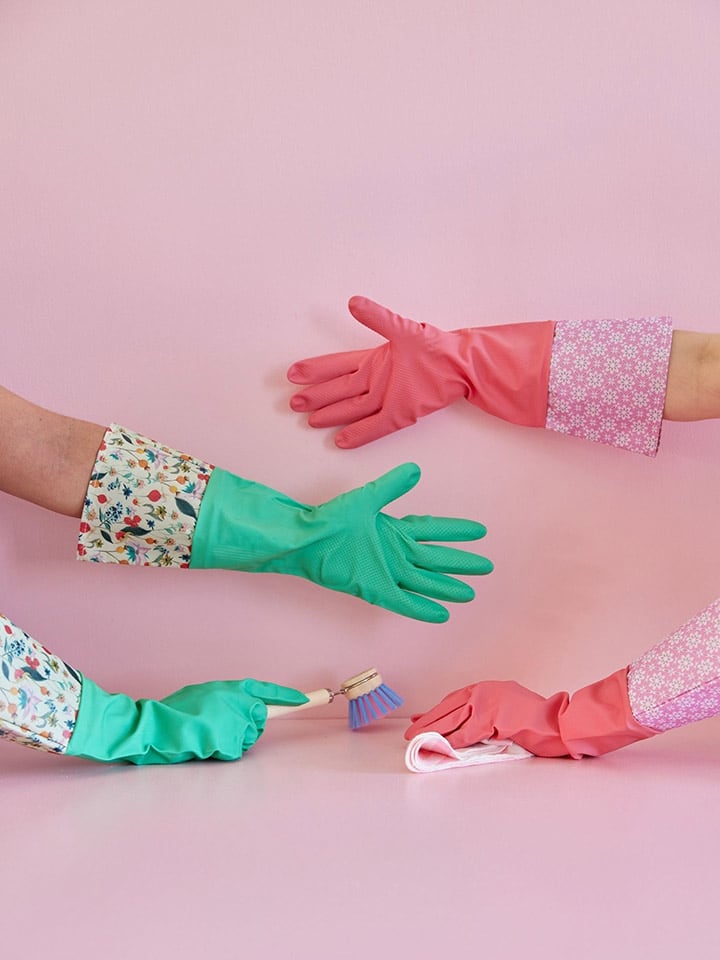 Rice 2er-Set: Reinigungshandschuhe in Pink/ Grün - (L)36 cm günstig kaufen onesize