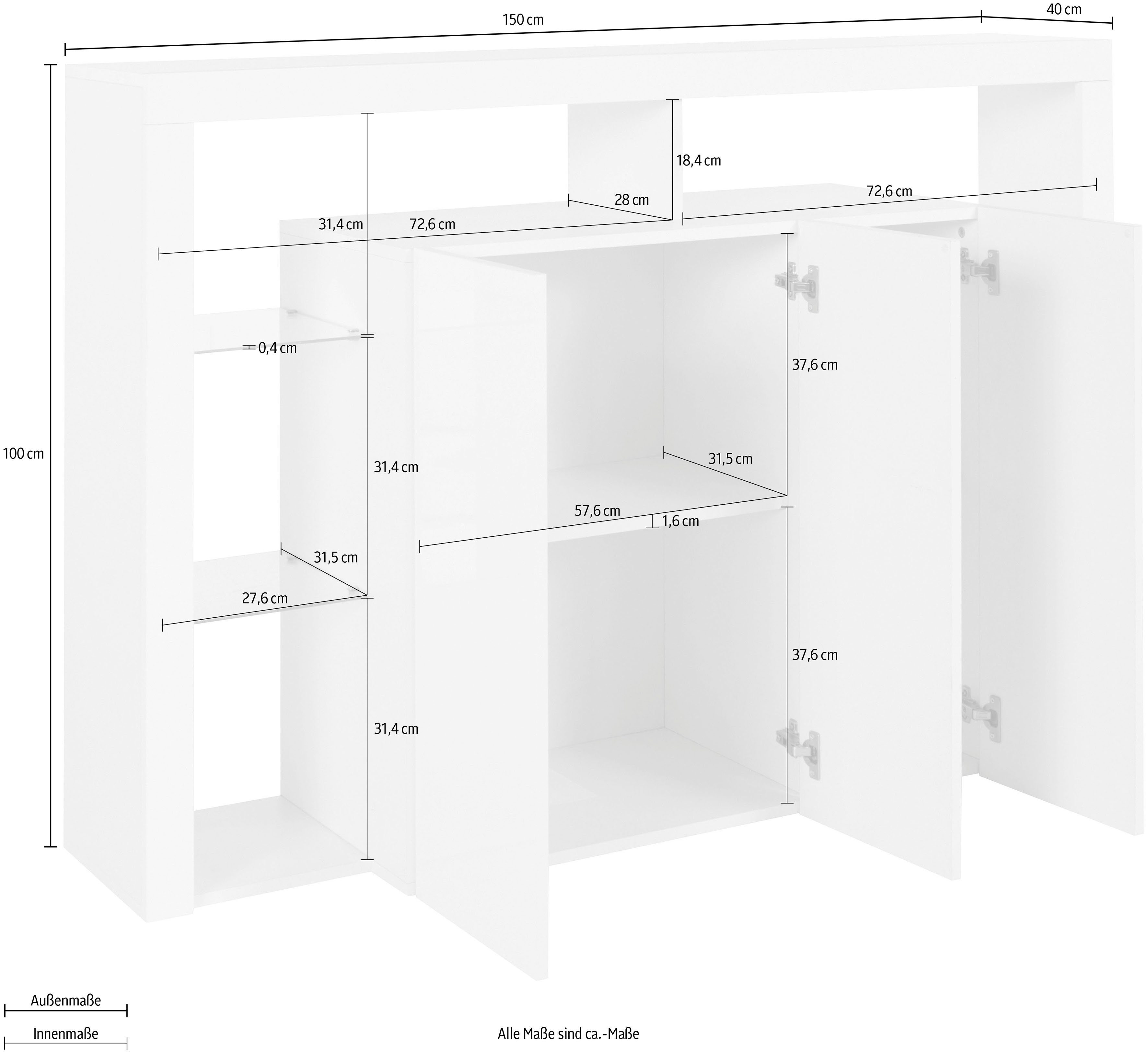 Tecnos Highboard Essential, Höhe ca. 100 cm