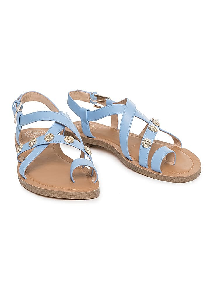 Guess Shoes Leder-Sandalen in Hellblau günstig kaufen 37