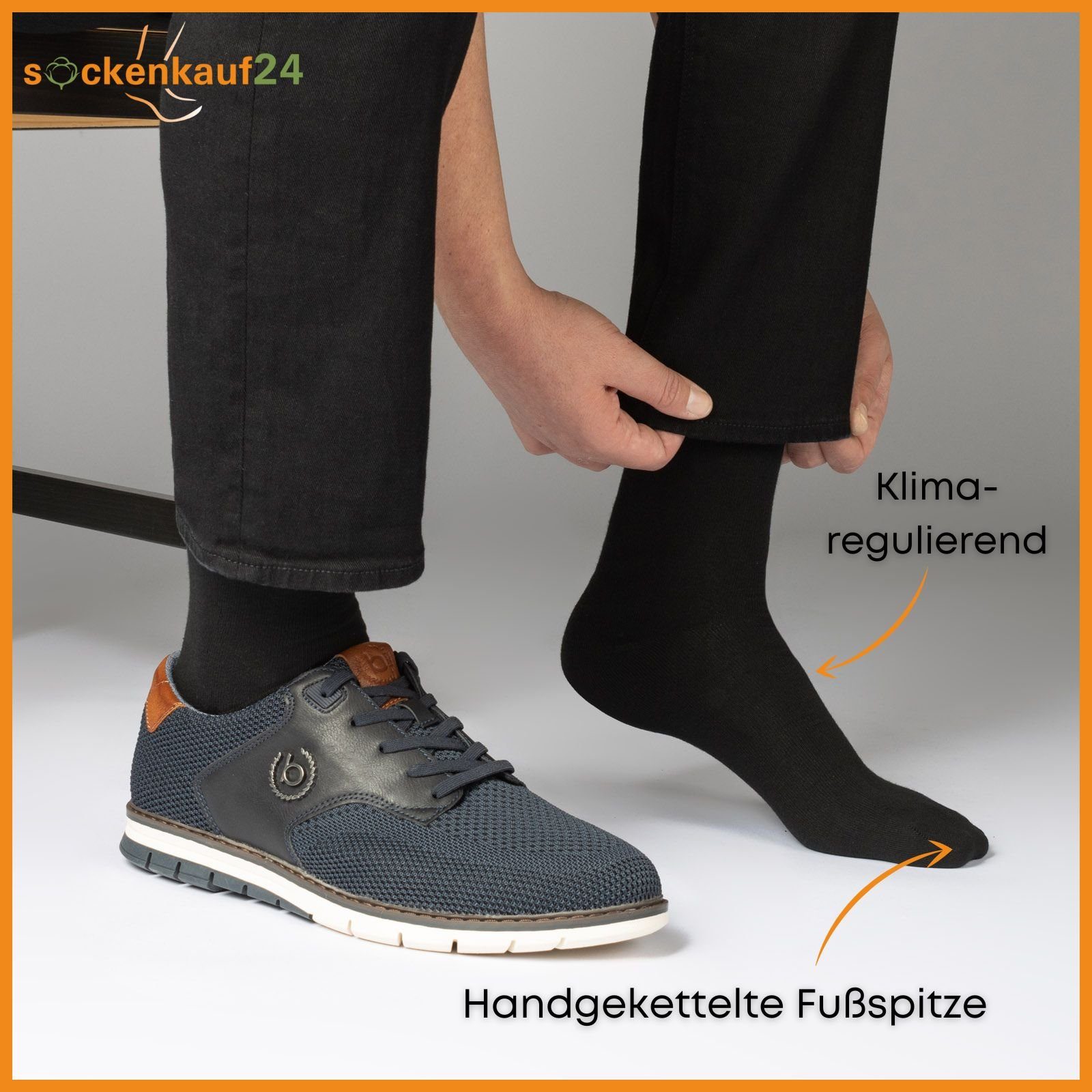 sockenkauf24 Gesundheitssocken 10 Paar Damen & Herren Socken 100% Baumwolle ohne Gummidruck (10 x Schwarz, 43-46) und ohne Naht - 10600 WP