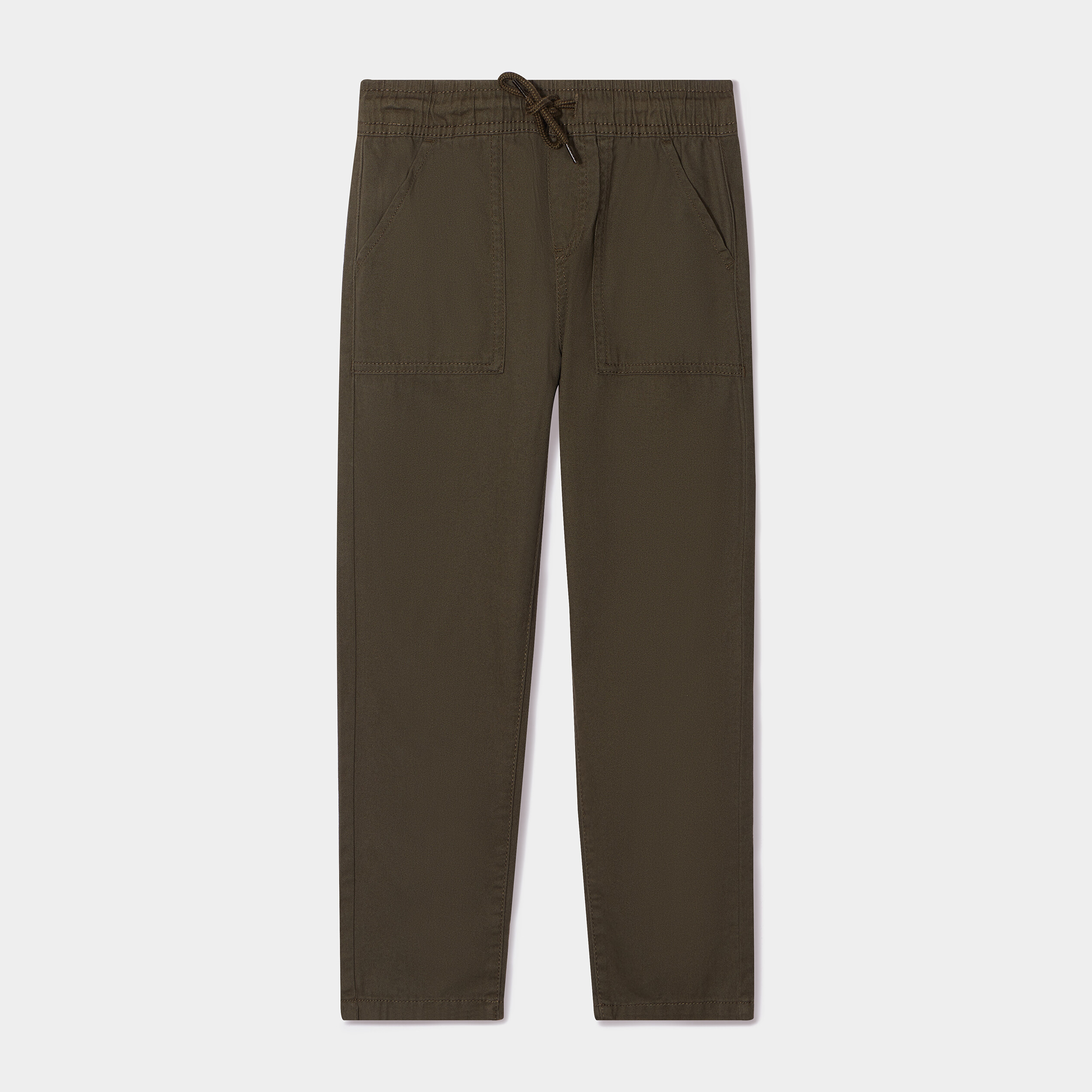 Pantalon jogger taille à coulisse coton vert kaki garçon | La Halle