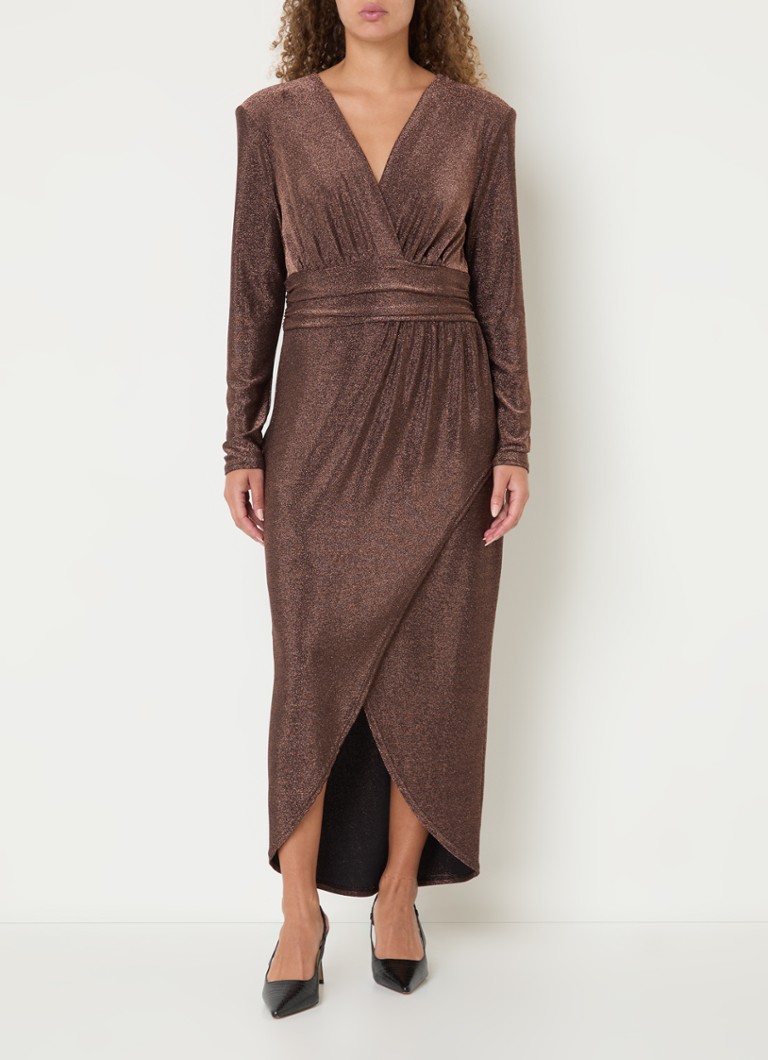 Expresso  Maxi jurk met lurex en overslag