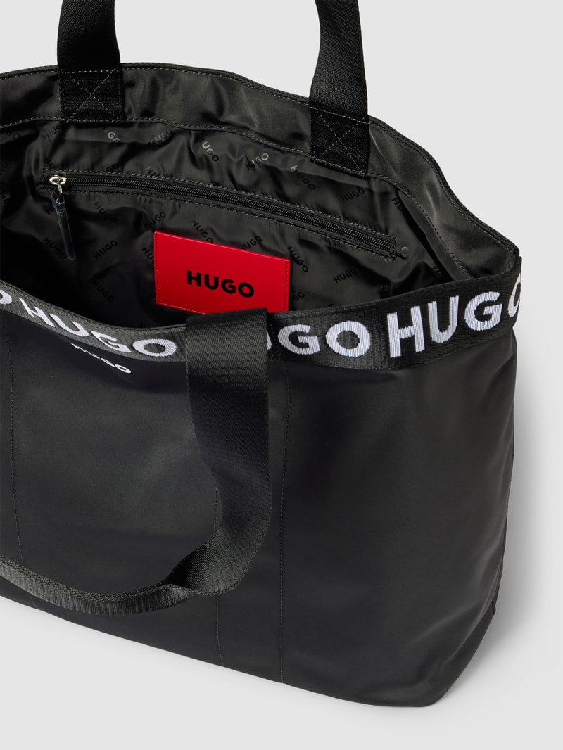 Tote Bag mit Logo-Details Modell 'Becky' in schwarz
