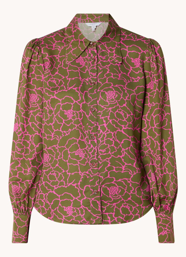 LKBennett Sonya blouse with floral print and balloon sleeve