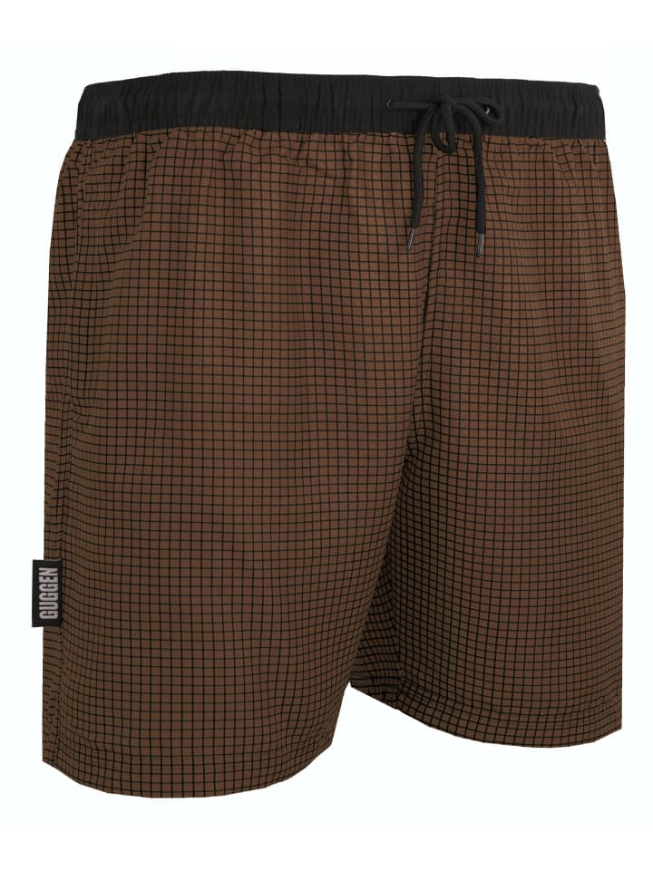GUGGEN MOUNTAIN Badehose Kariert in Braun günstig kaufen
