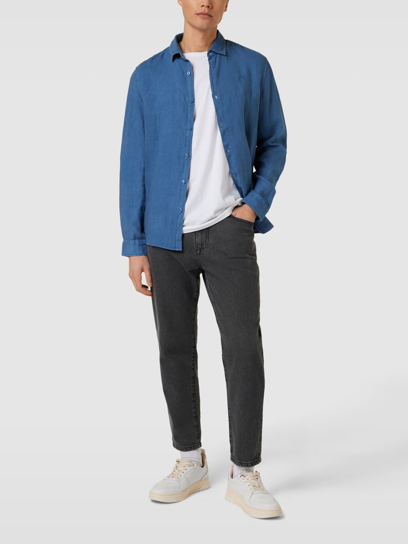 Freizeithemd mit Label-Stitching in rauchblau