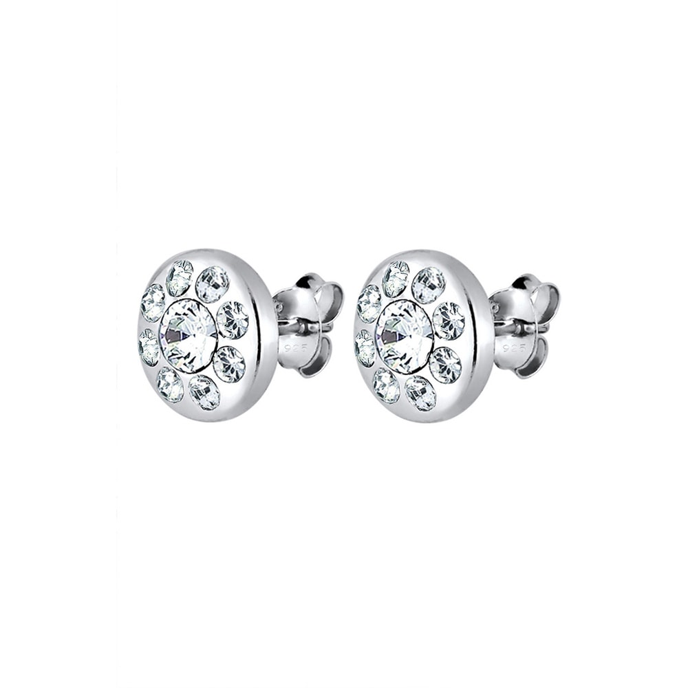 Elli Elli Boucles d'Oreilles Kreis Elegant Kristalle Funkelnd Silber Boucles d'oreilles