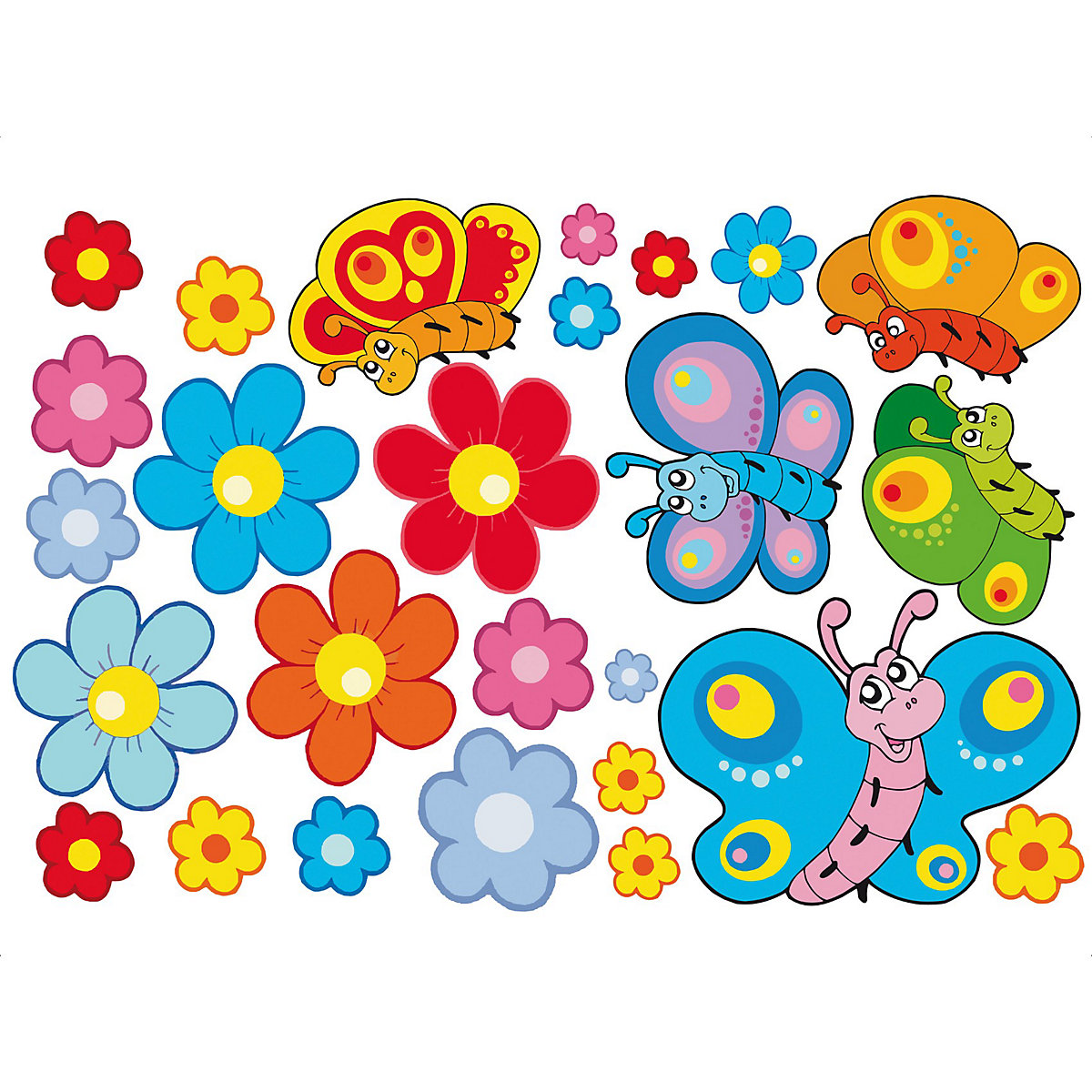 Wandtattoo Blumen und Schmetterlinge, 26-tlg.
