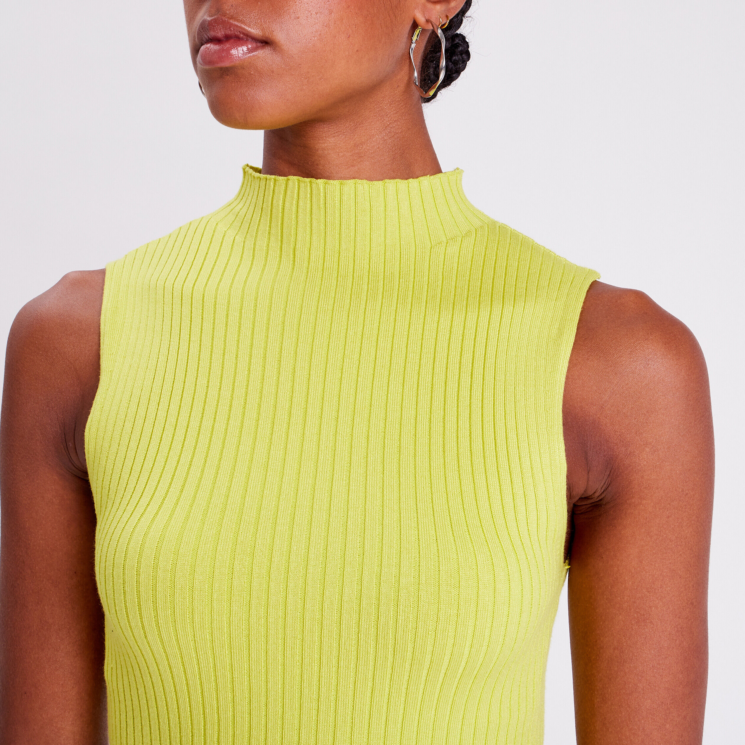 Débardeur pull col montant jaune citron femme | Cache Cache