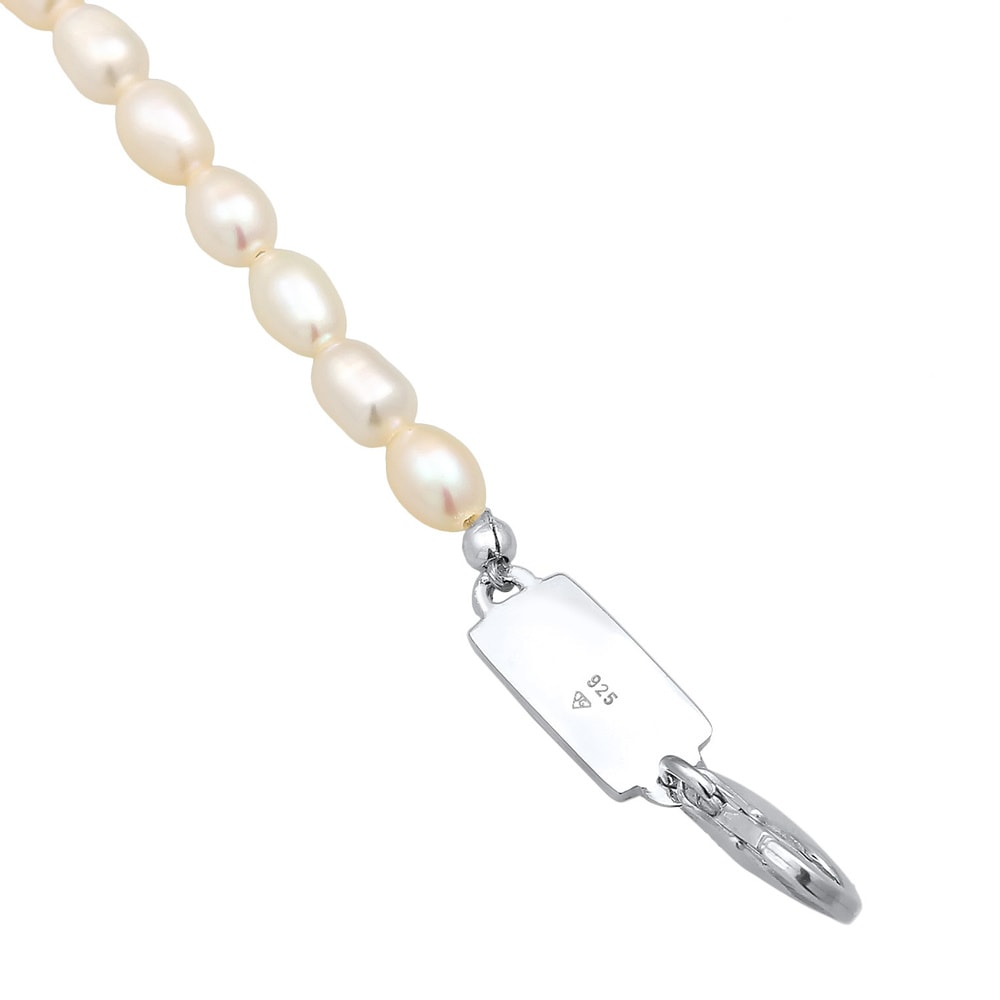 KUZZOI KUZZOI Collier Hommes Vintage Tendance Ovale avec perles d'eau douce en argent st collier