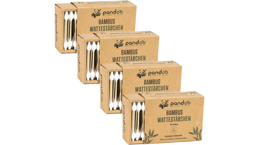 pandoo Bambus-Wattestäbchen für Babys m. Sicherheitskopf
