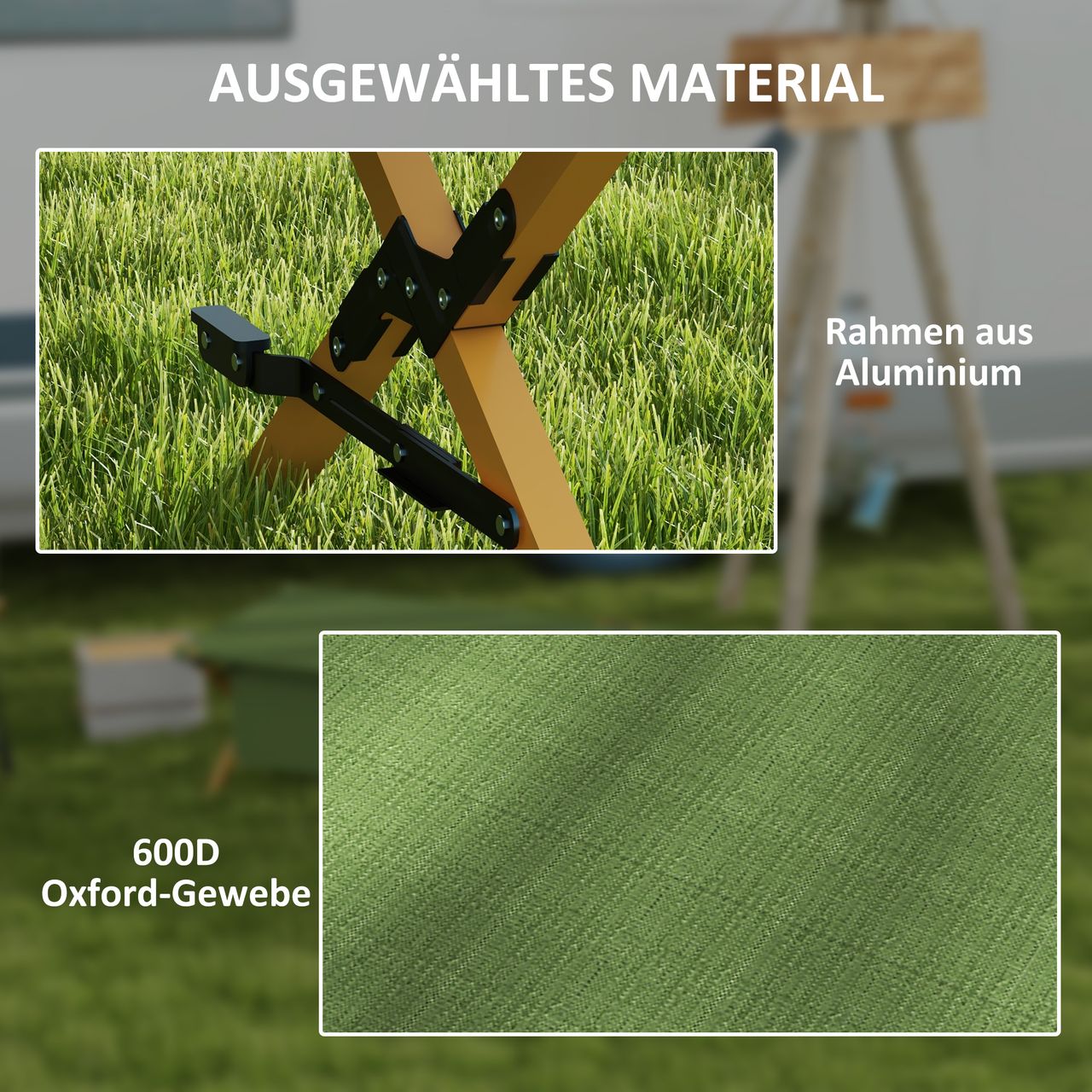 Outsunny Sonnenliege, Gartenliege, Klappbarer Liegestuhl mit Seitentache Grün