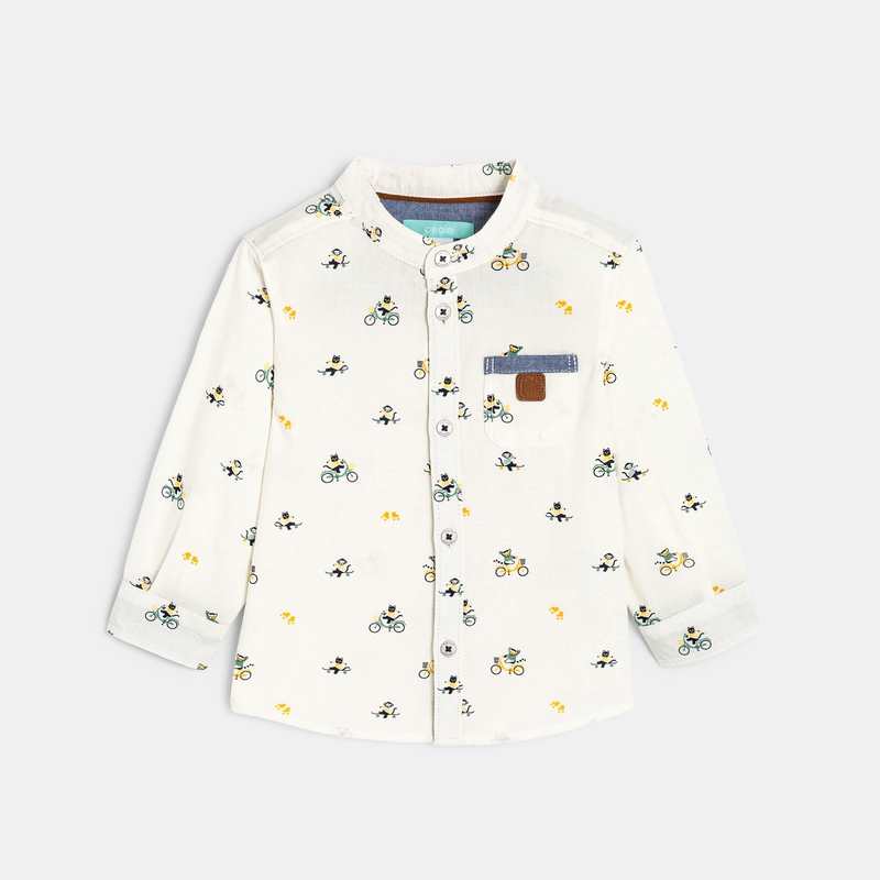 Chemise animaux coton fantaisie blanche bébé garçon