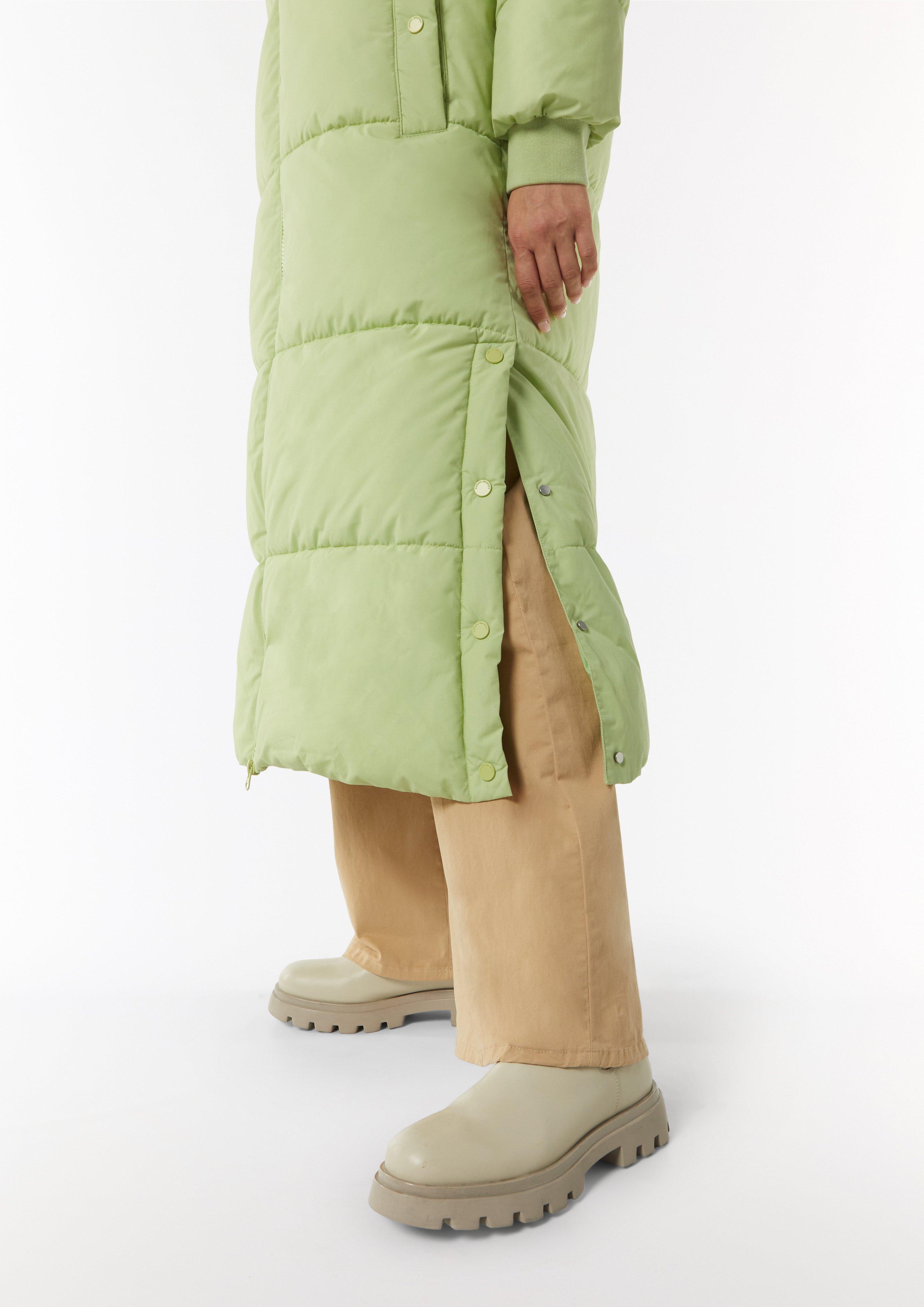 Puffer-Mantel mit Druckknöpfen am Saum - kiwigrün