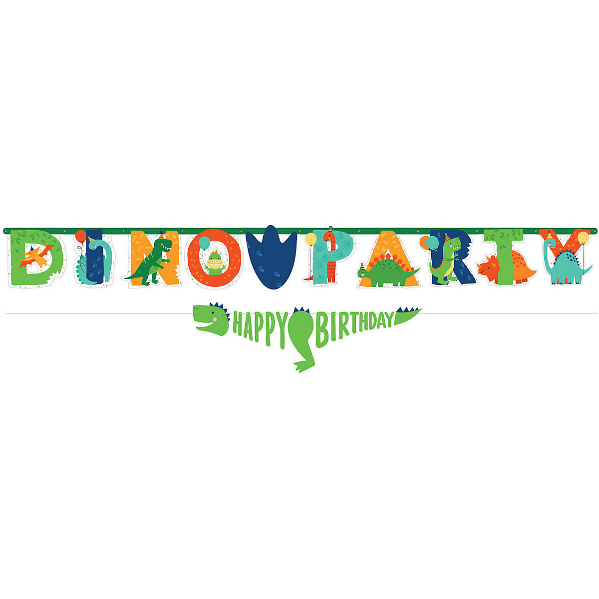Partykette mit Mini Banner Dino-Mite Papier personalisierbar 230 cm
