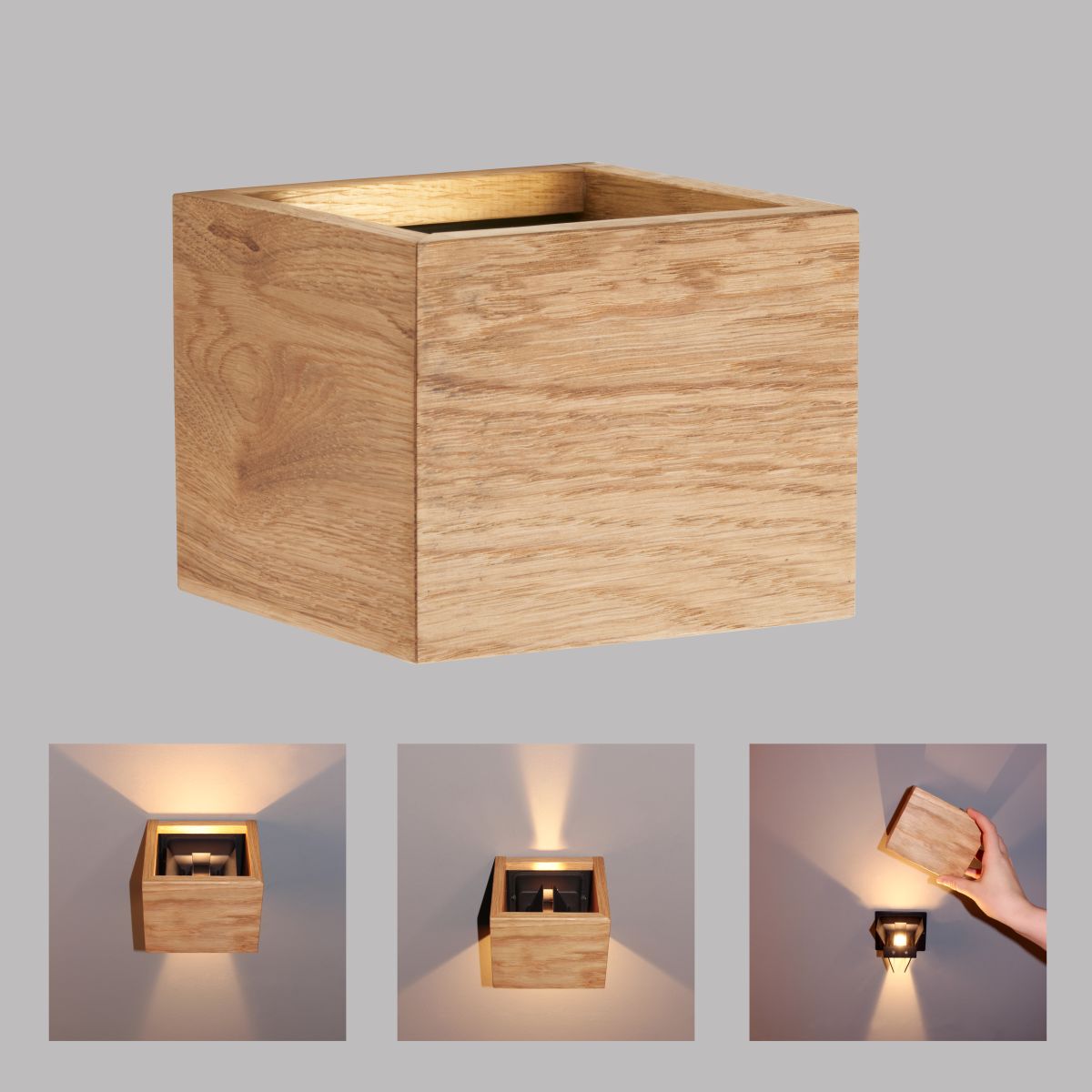 Fischer & Honsel 2-flg LED Wandlampe Shine-Wood 12,5 cm